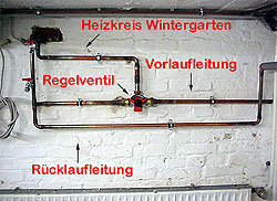 Anschluss der Fubodenheizung des Wintergartens an ein bestehendes Heizkrpersystem