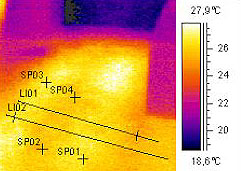 Thermografie Janen-Fubodenheizung im Nassaufbau unter einem Marmorboden